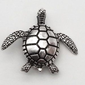 Silver Tone Metal Turtle Brooch Pin Stylish Sea